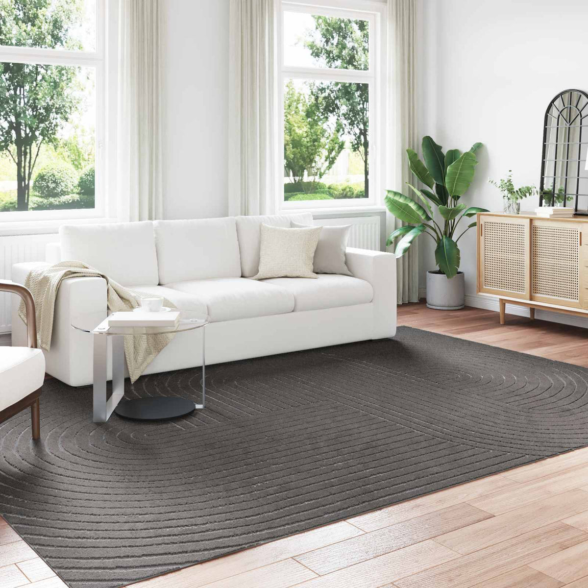 Indoor and Outdoor Rug PALMERAS Zen Sand Anthracite 200 x 280 cm