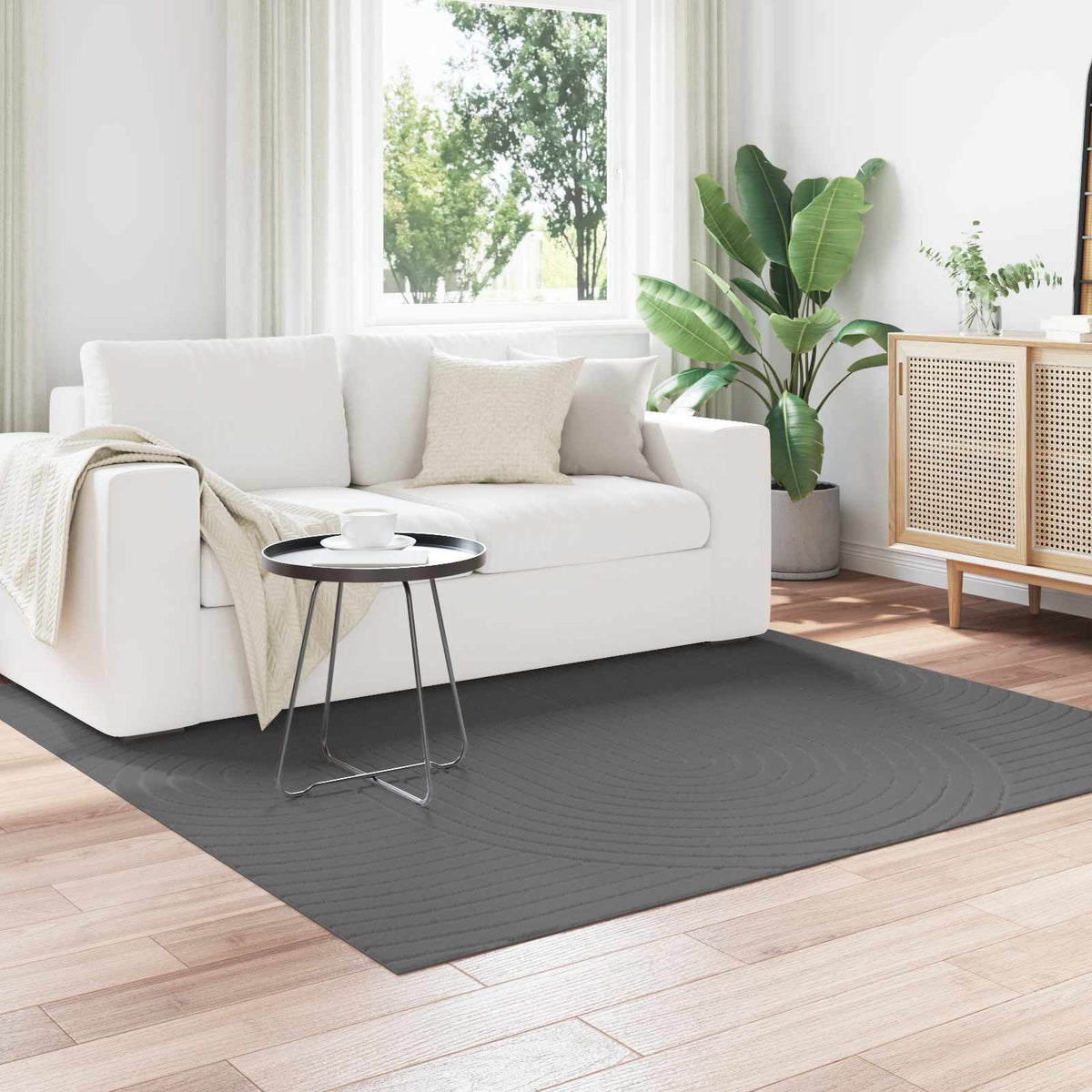 Indoor and Outdoor Rug PALMERAS Zen Sand Anthracite 200 x 200 cm
