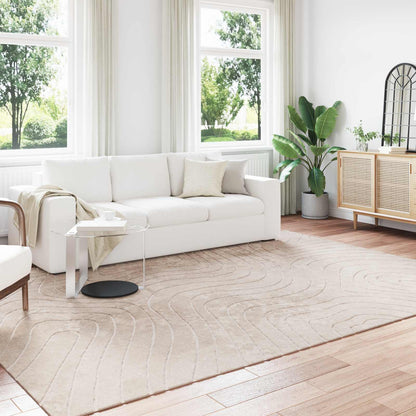 Indoor and Outdoor Rug PALMERAS Polyester Waveform Beige 240 x 340 cm