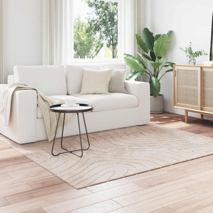 Indoor and Outdoor Rug PALMERAS Polyester Waveform Beige 200 x 200 cm