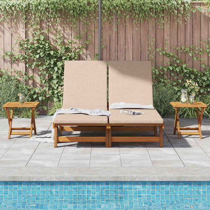 vidaXL Sun Lounger Reclining with Cushion Beige Solid Acacia Wood 3