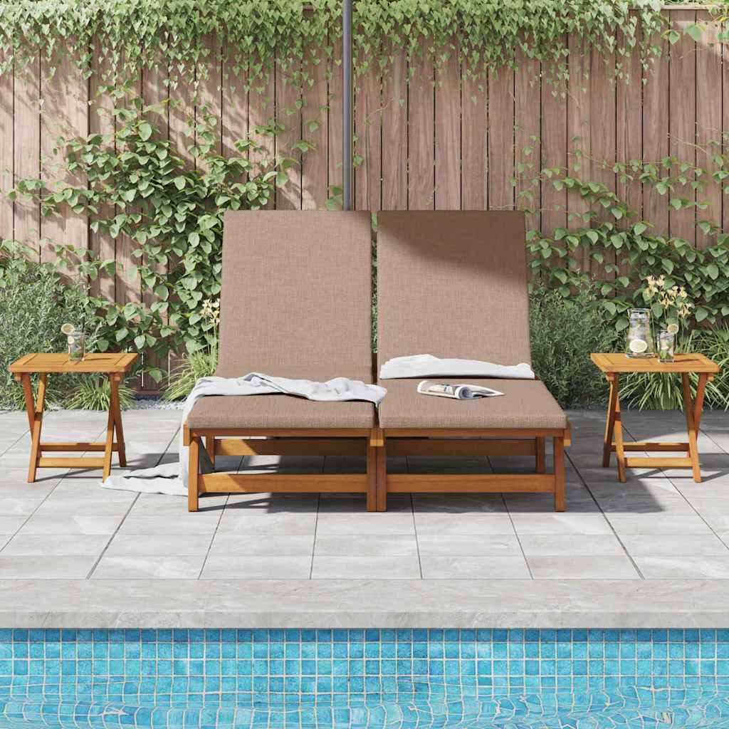 vidaXL Sun Lounger 3 pcs Solid Acacia Wood Taupe 3