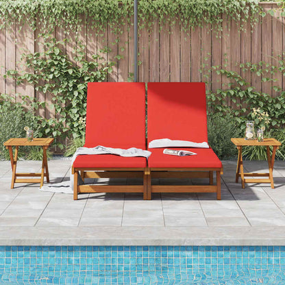 vidaXL Sun Lounger Reclining with Cushion Red Solid Acacia Wood 3
