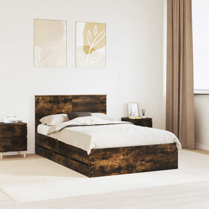 Bed Frame with Drawer Engineer Wood Length 190 cm Smoked oak 120 cm