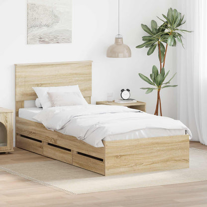 Bed Frame with Drawer Engineer Wood Length 190 cm Sonoma oak 75 cm