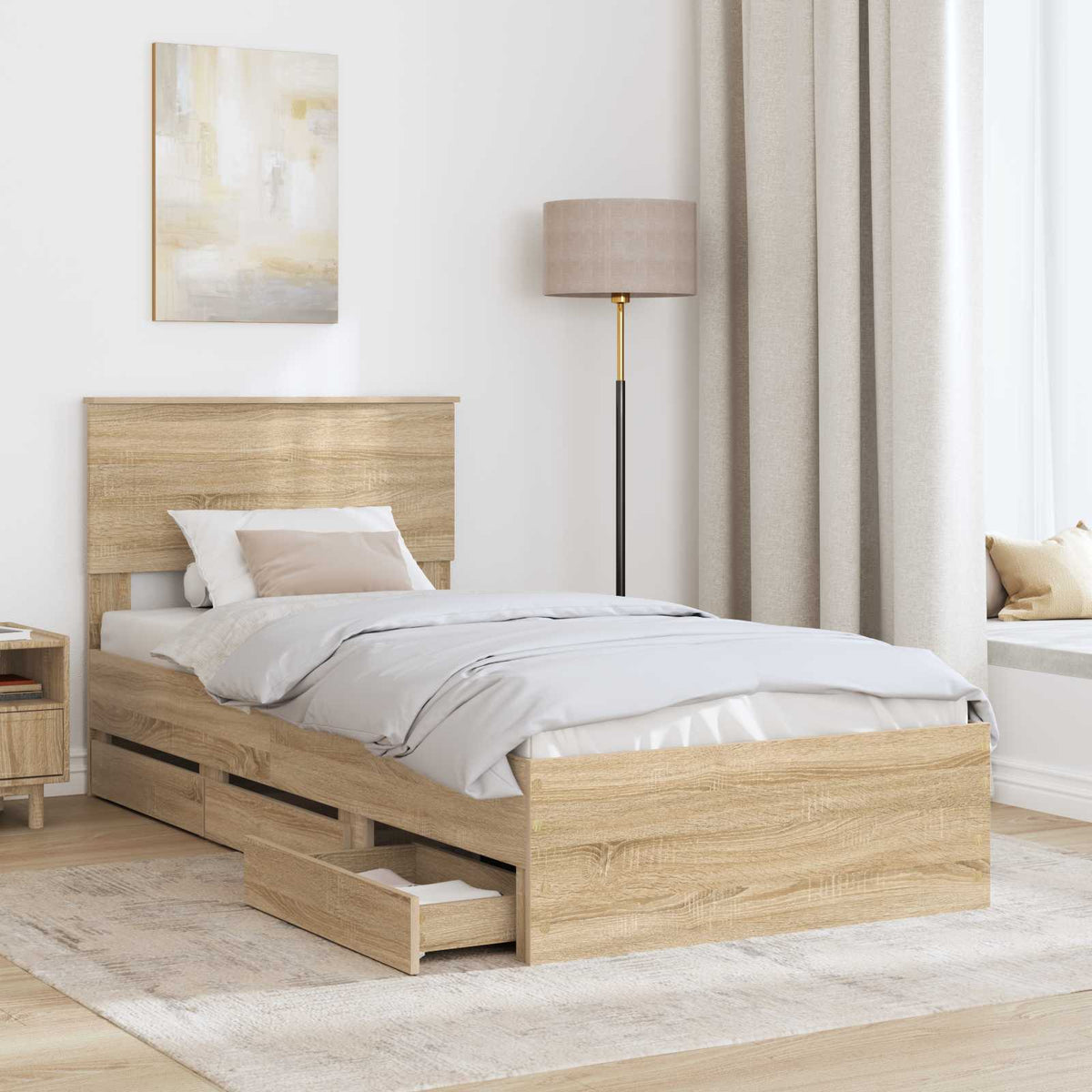 Bed Frame with Drawer Engineer Wood Length 190 cm Sonoma oak 75 cm