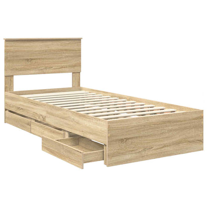 Bed Frame with Drawer Engineer Wood Length 190 cm Sonoma oak 75 cm