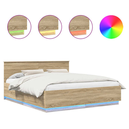 vidaXL Bed Frame Sonoma Oak 200 x 200 cm Engineered Wood 2