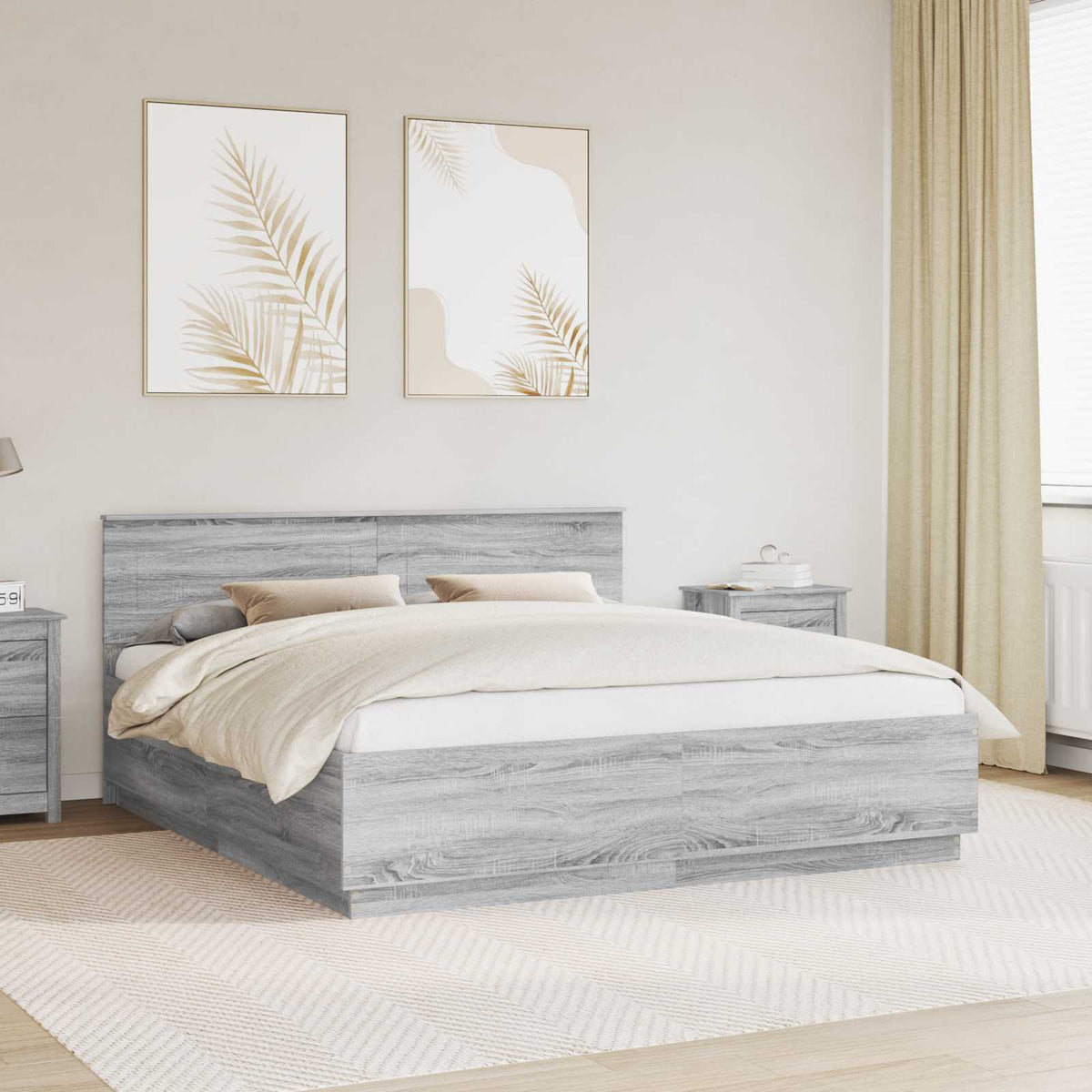Bed Frame Engineered Wood Length 200 cm Grey Sonoma 200 cm