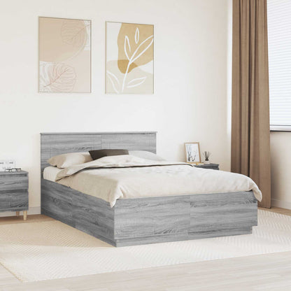 Bed Frame Engineered Wood Length 200 cm Grey Sonoma 150 cm