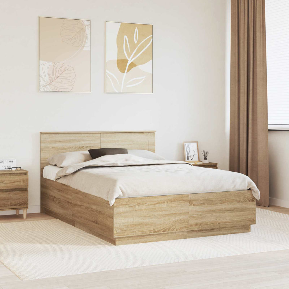 vidaXL Bed Frame Engineered Wood Length 200 cm Sonoma Oak