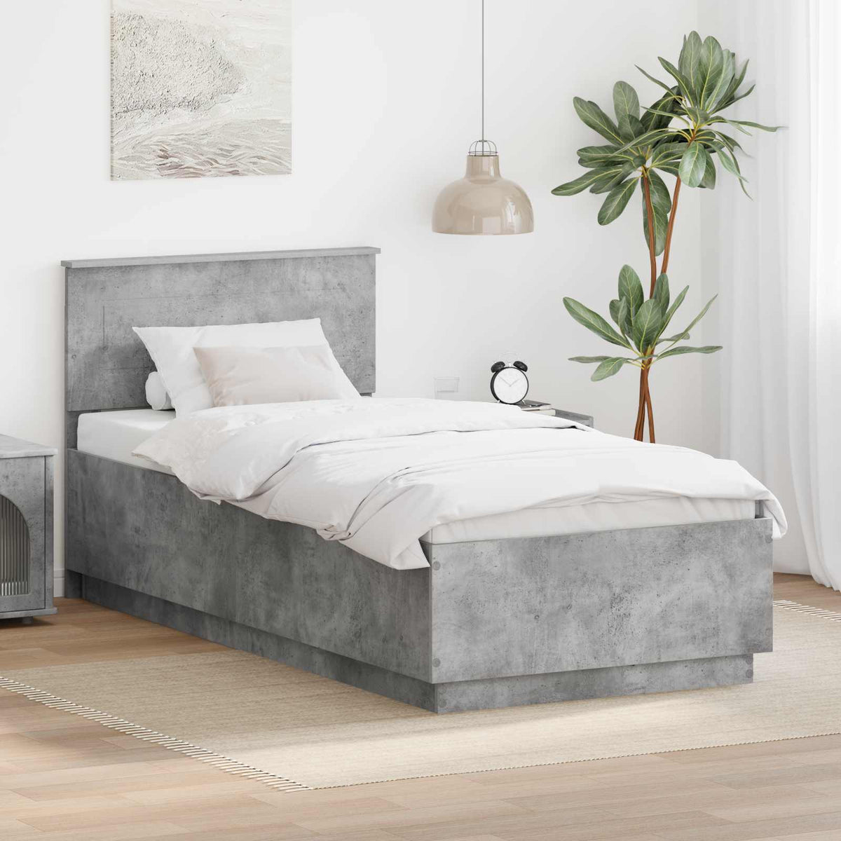 Bed Frame Engineered Wood Length 190 cm Concrete grey 75 cm