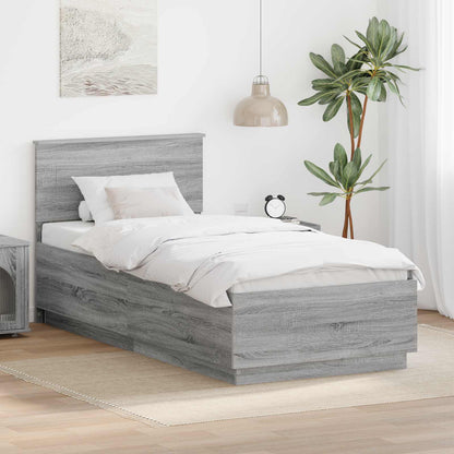 Bed Frame Engineered Wood Length 190 cm Grey sonoma 75 cm