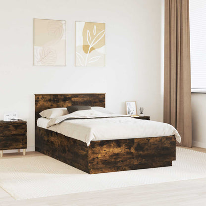 Bed Frame Engineered Wood Length 200 cm Smoked Oak 120 cm