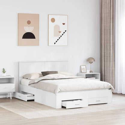 Bed Frame with Drawer 140 x 190 cm Engineered Wood White