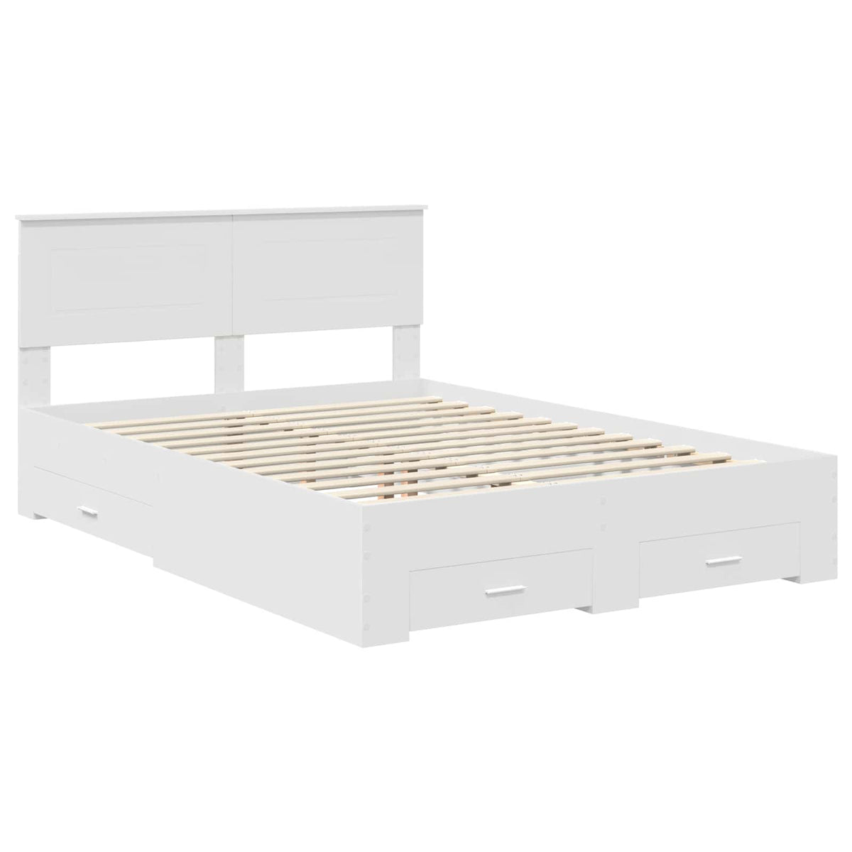 Bed Frame with Drawer 140 x 190 cm Engineered Wood White