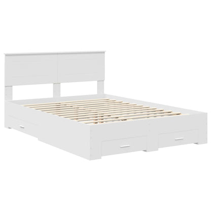Bed Frame with Drawer 140 x 190 cm Engineered Wood White