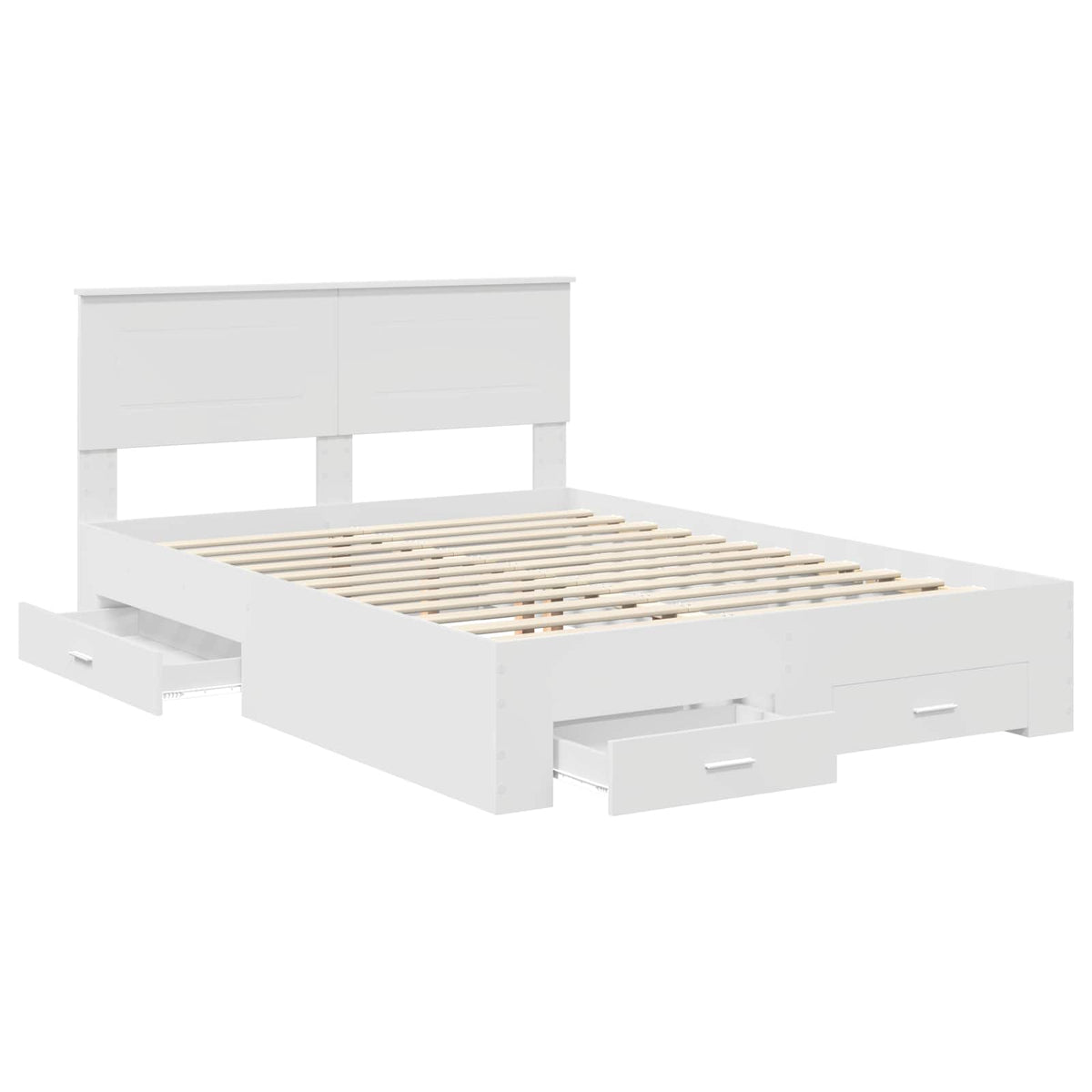 Bed Frame with Drawer 140 x 190 cm Engineered Wood White