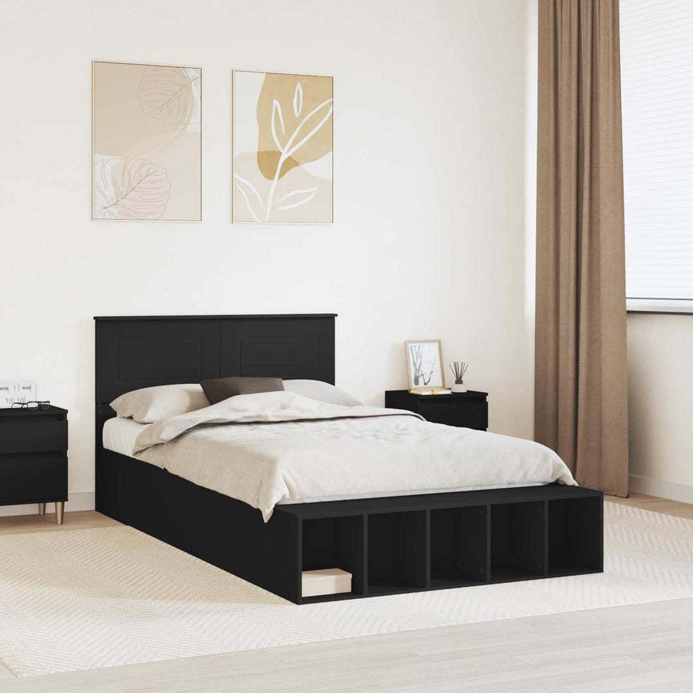 vidaXL Bed Frame with Shelf Engineered Wood Length 190 cm