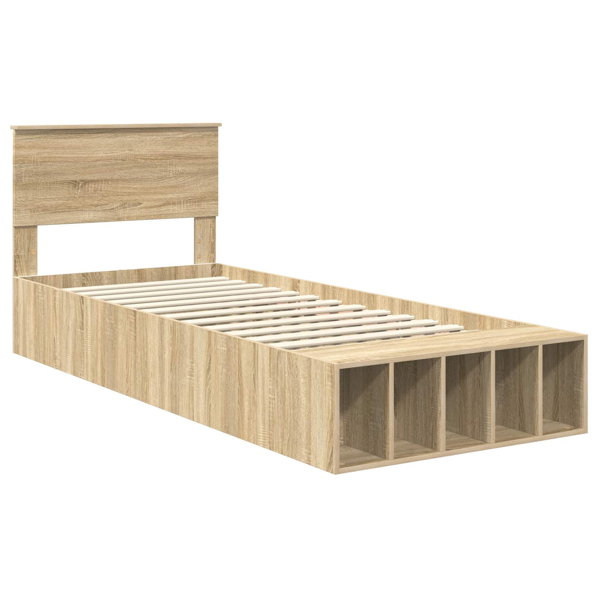 Bed Frame with Shelf Engineered Wood Length 190 cm Sonoma oak 75 cm