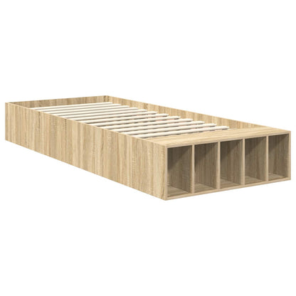 Bed Frame with Shelf Engineered Wood Length 190 cm Sonoma oak 75 cm