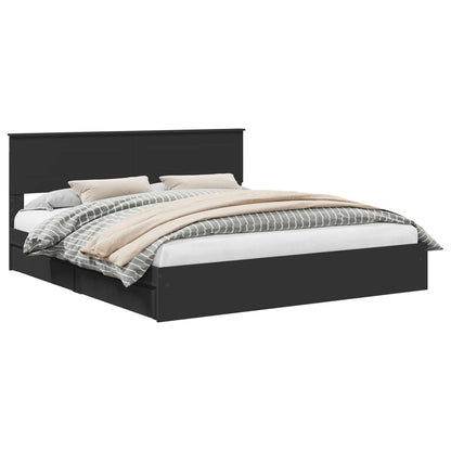 vidaXL Storage Bed with Drawer Black 200 x 200 cm Engineered Wood 2