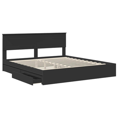 vidaXL Storage Bed with Drawer Black 200 x 200 cm Engineered Wood 5