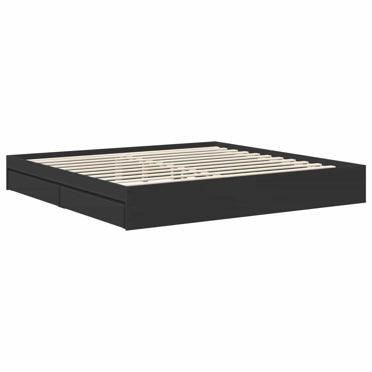 vidaXL Storage Bed with Drawer Black 200 x 200 cm Engineered Wood 6