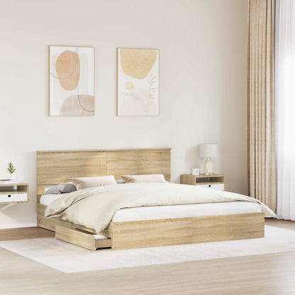 Storage Bed with Drawer Engineered Wood Length 200 cm Sonoma Oak 180 cm