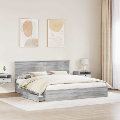 Storage Bed Adjustable Engineered Wood Length 200 cm Grey Sonoma 180 cm