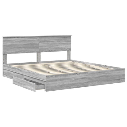 Storage Bed Adjustable Engineered Wood Length 200 cm Grey Sonoma 180 cm