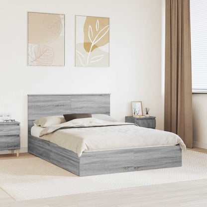 Storage Bed Adjustable Engineered Wood Length 200 cm Grey Sonoma 160 cm