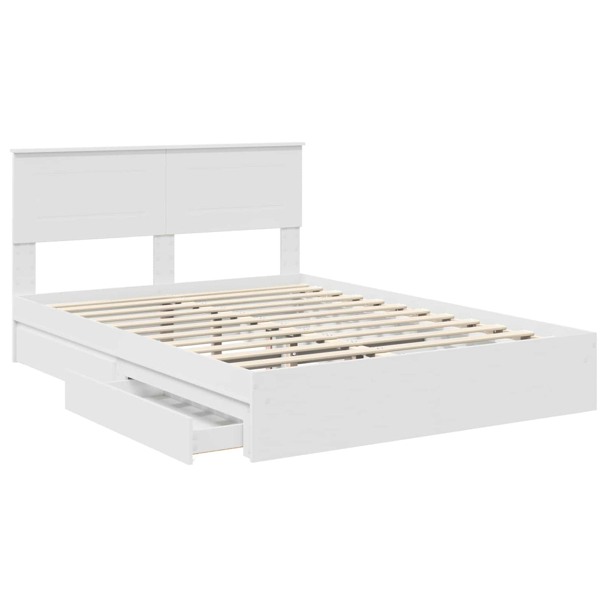 Storage Bed with Drawer Engineered Wood Length 190 cm White 140 cm