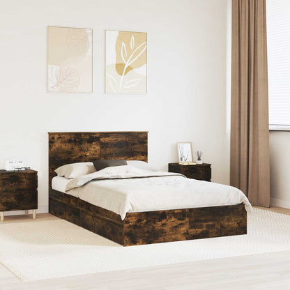 Storage Bed with Drawer Engineered Wood Length 190 cm Smoked oak 135 cm
