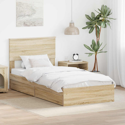 Storage Bed with Drawer Engineered Wood Length 190 cm Sonoma oak 75 cm