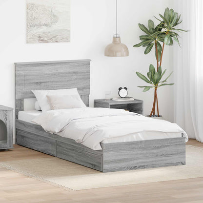 Storage Bed with Drawer Engineered Wood Length 190 cm Grey sonoma 75 cm