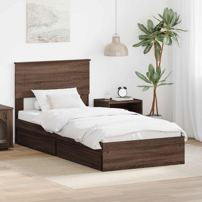 Storage Bed with Drawer Engineered Wood Length 190 cm Brown oak 75 cm