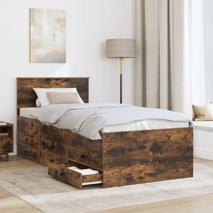 Daybed Manual and Black Engineered Wood Smoked oak 75 cm 190 cm