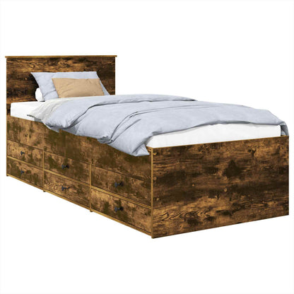 Daybed Manual and Black Engineered Wood Smoked oak 75 cm 190 cm