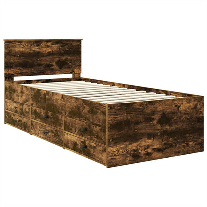 Daybed Manual and Black Engineered Wood Smoked oak 75 cm 190 cm