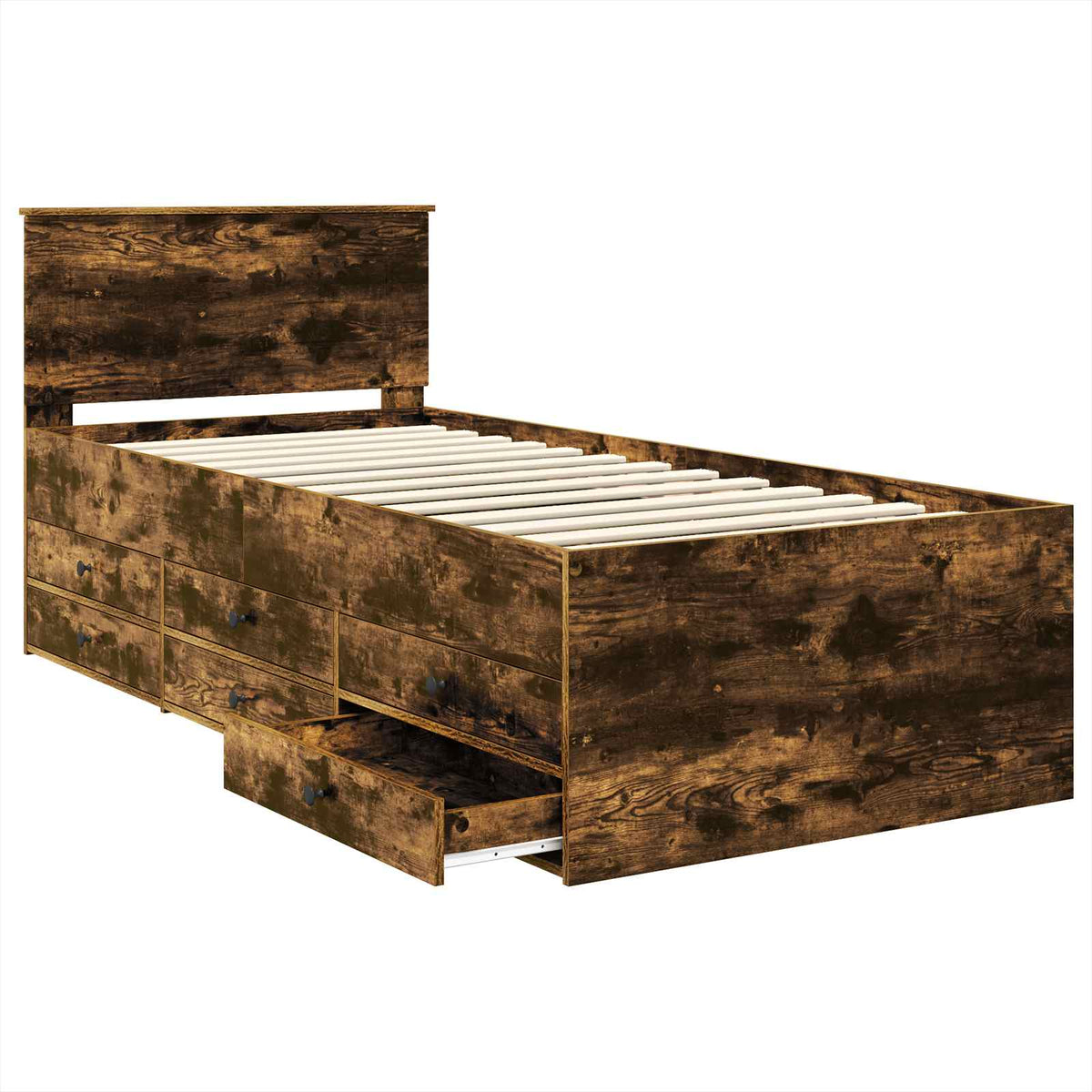 Daybed Manual and Black Engineered Wood Smoked oak 75 cm 190 cm