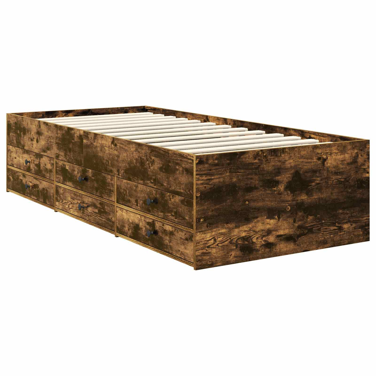 Daybed Manual and Black Engineered Wood Smoked oak 75 cm 190 cm