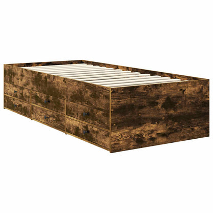 Daybed Manual and Black Engineered Wood Smoked oak 75 cm 190 cm