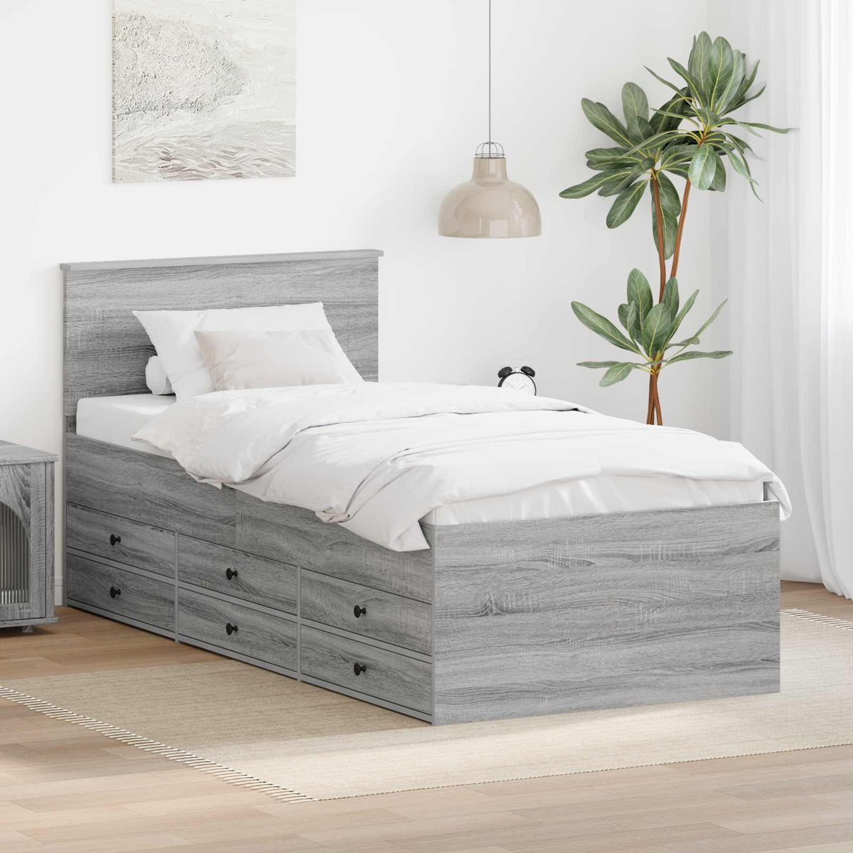 Daybed Manual and Black Engineered Wood Grey sonoma 75 cm 190 cm