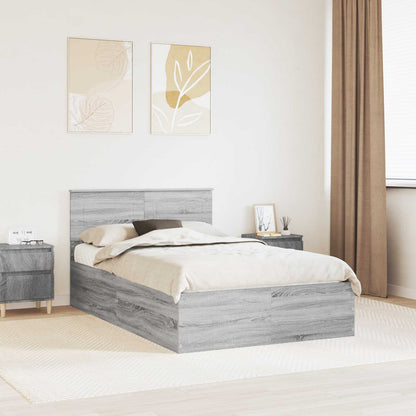 Bed Frame with Headboard Engineered Wood Length 190 cm Grey sonoma 135 cm