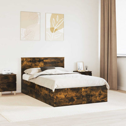 Bed Frame with Headboard Engineered Wood Length 190 cm Smoked oak 120 cm