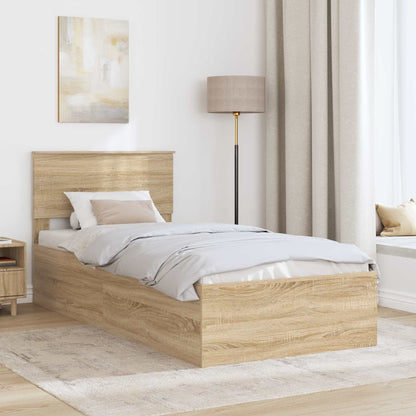 Bed Frame with Headboard Engineered Wood Length 190 cm Sonoma oak 75 cm