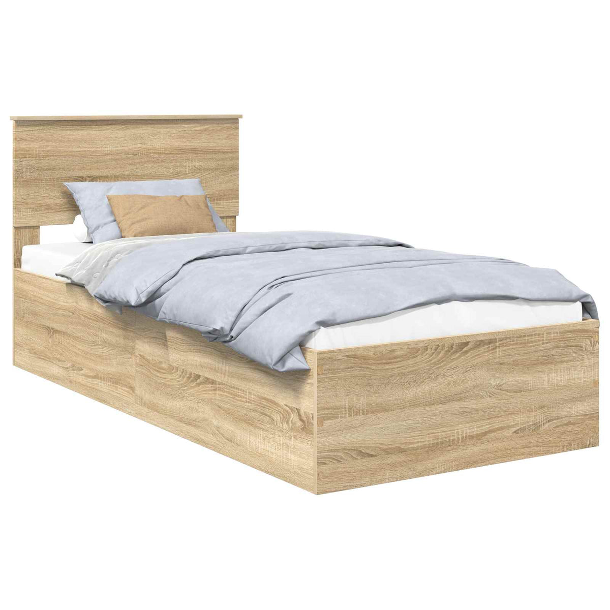 Bed Frame with Headboard Engineered Wood Length 190 cm Sonoma oak 75 cm