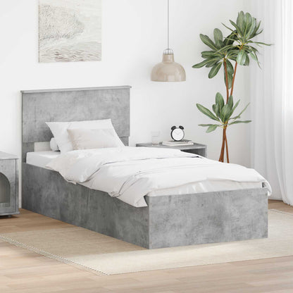 Bed Frame with Headboard Engineered Wood Length 190 cm Concrete grey 75 cm