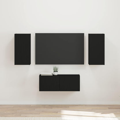 vidaXL TV Cabinet Set 6 pcs Black Engineered Wood 1